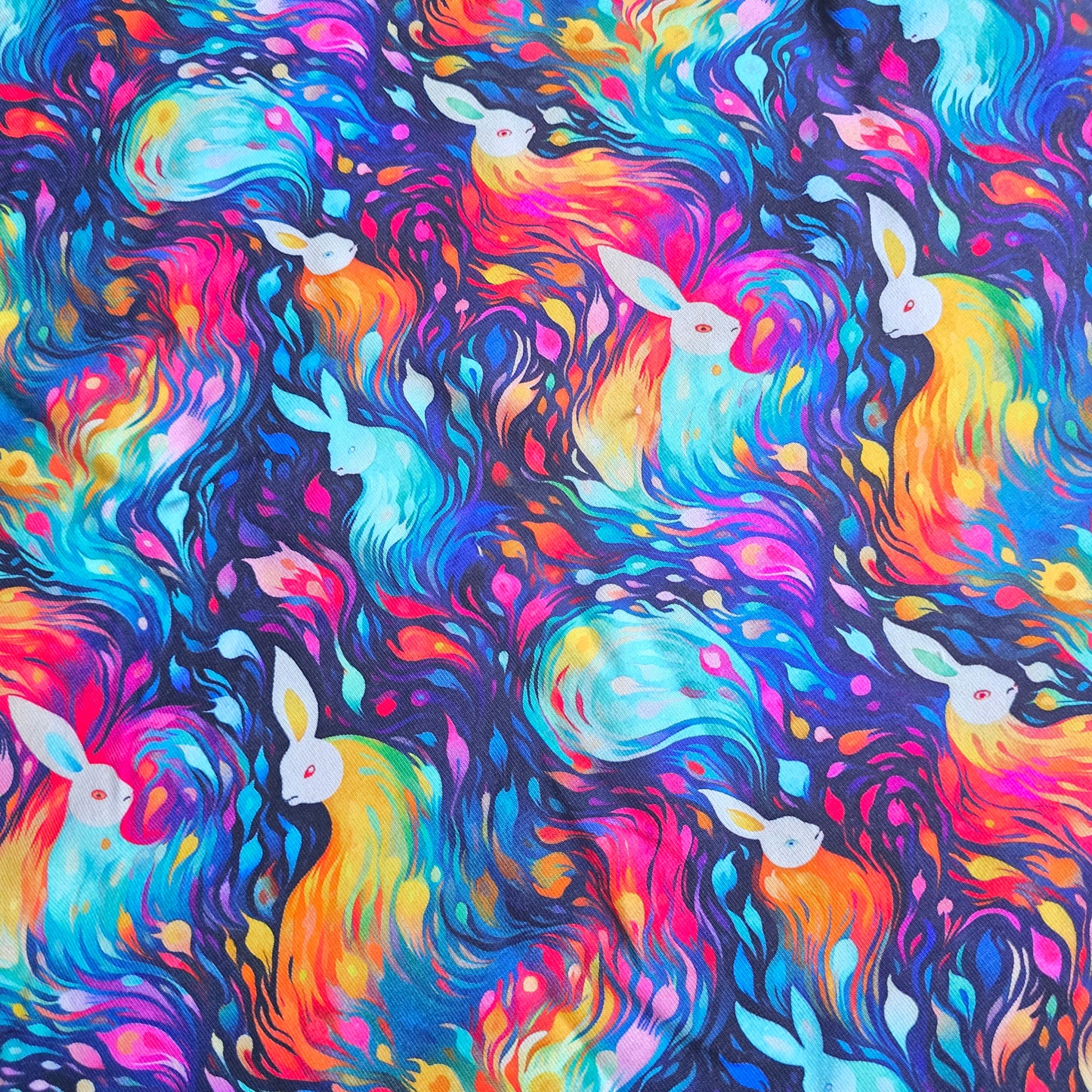 Remnant Vibrant Bunnies Cotton Lycra (£18)