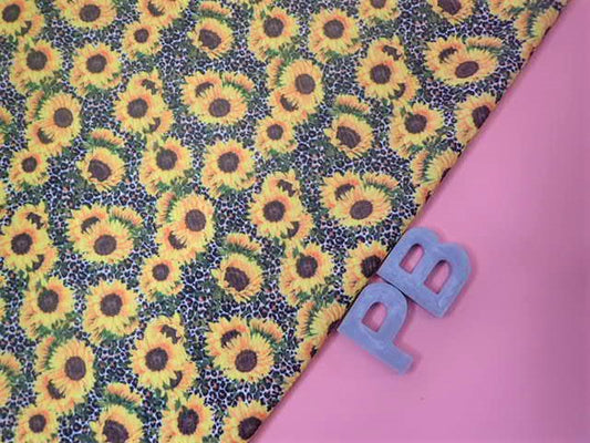 Leopard Print Sunflowers Bullet fabric, velvet, Satin