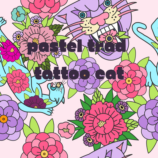 Trad Tattoo Cat Pastel Pre Order