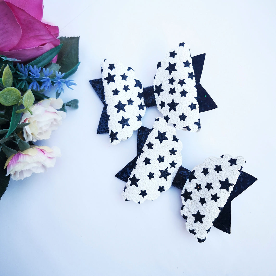 Large Black and White Star Bows