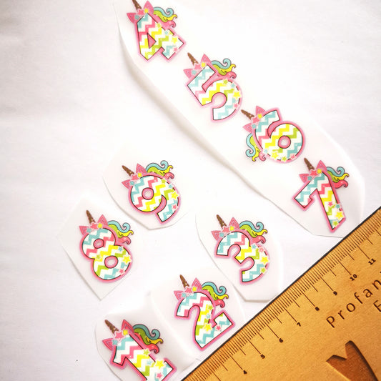 Set of unicorn birthday numbers Dinky DTF