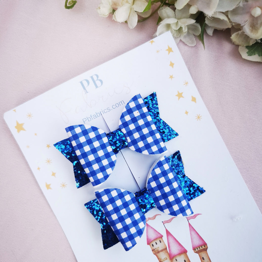 Small Blue Gingham Bows