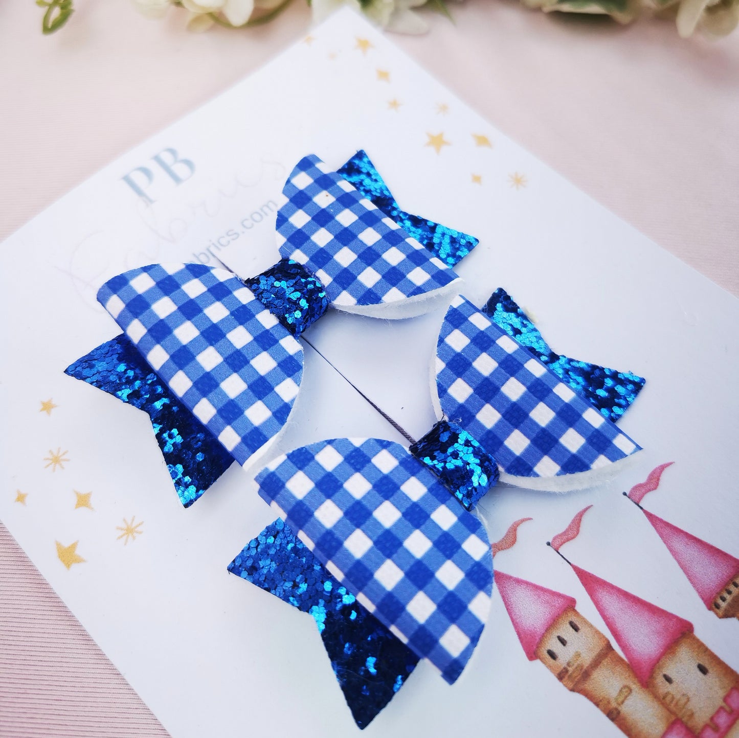 Small Blue Gingham Bows