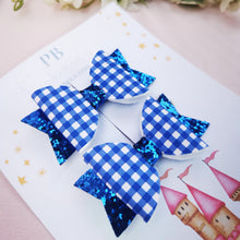 Load image into Gallery viewer, Small Blue Gingham Bows
