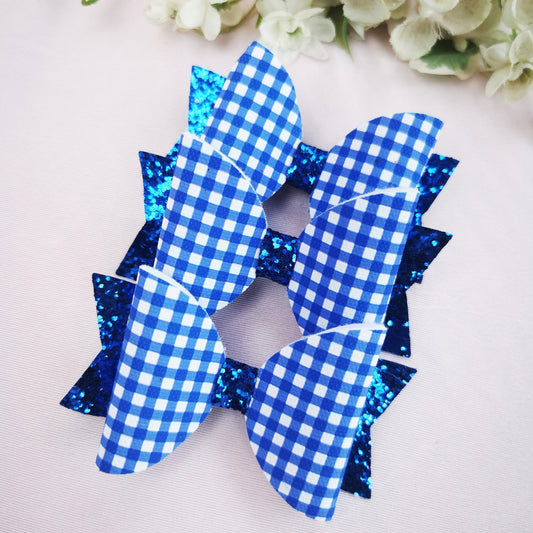 Medium Blue Gingham Bows