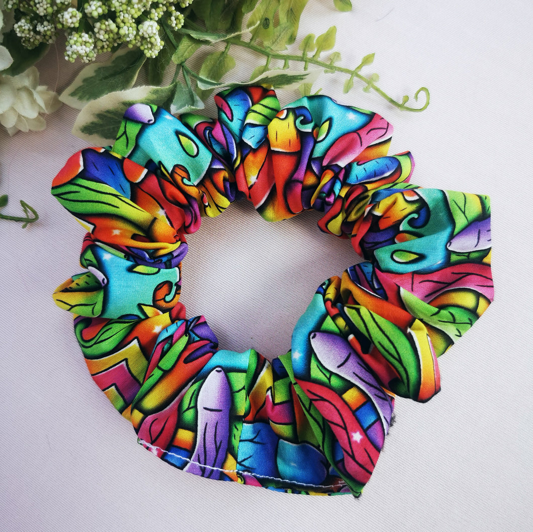 Rainbow Bright Joystick Scrunchie