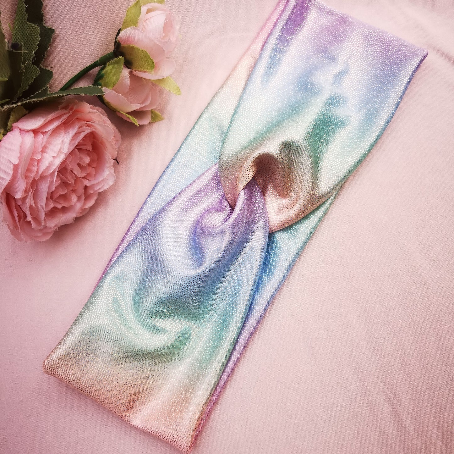 Pastel rainbow shimmer Headwrap