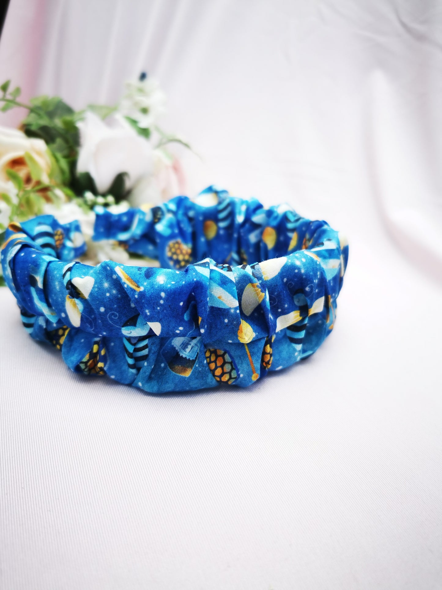 Night Bees Ruffle Headband or Scrunchie