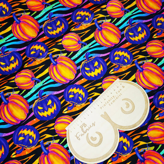 Angry Rainbow Pumpkins Cotton Fabric (£14pm)