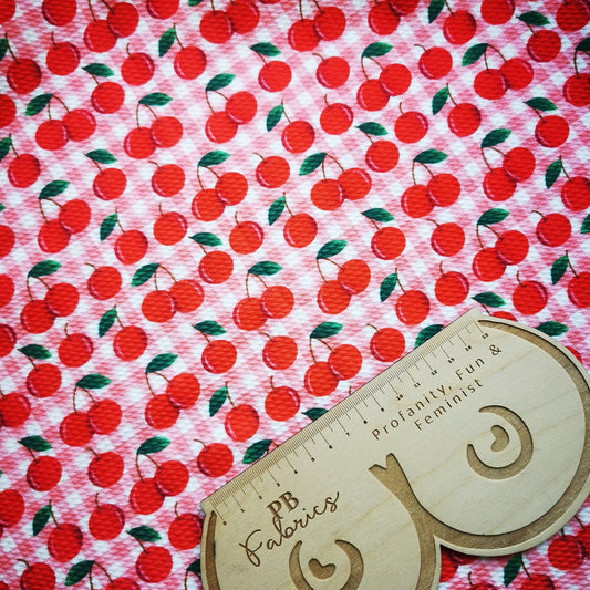 Gingham Cherries Bullet Fabric (£15PM)