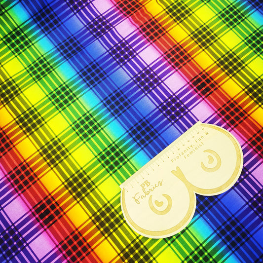 Rainbow Plaid Cotton Lycra (£18PM)