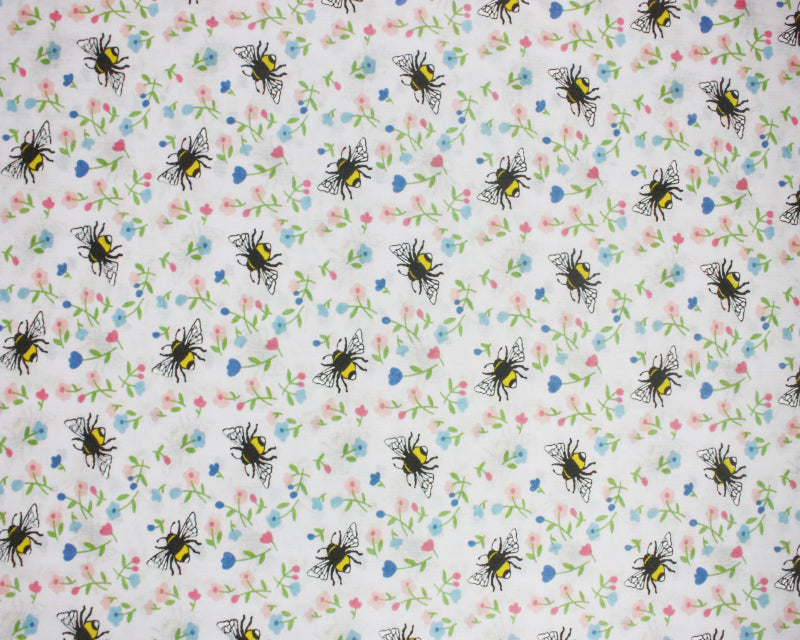 Floral Bees Poly Cotton (£3.50 PM)