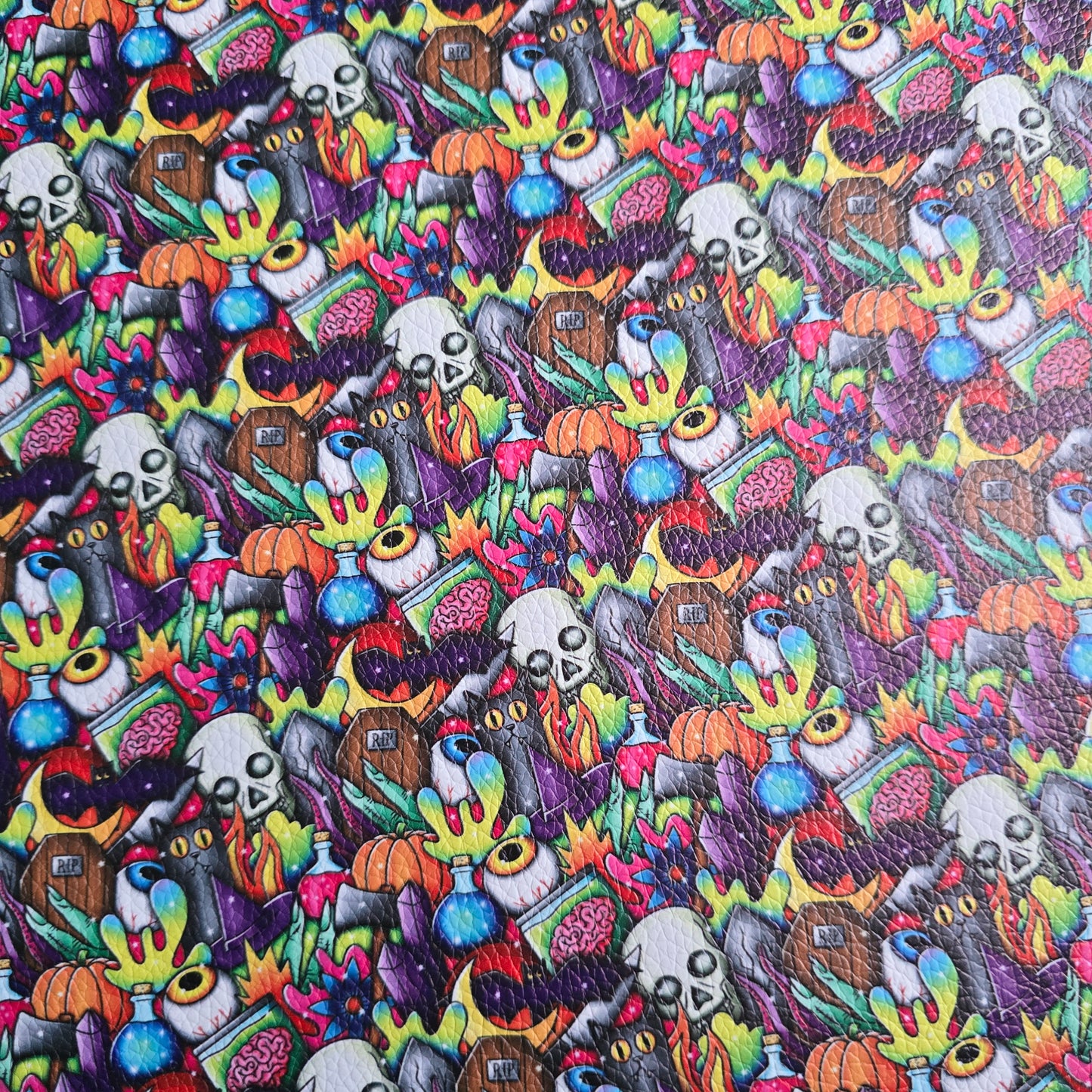 1/2m leatherette Halloween Doodles