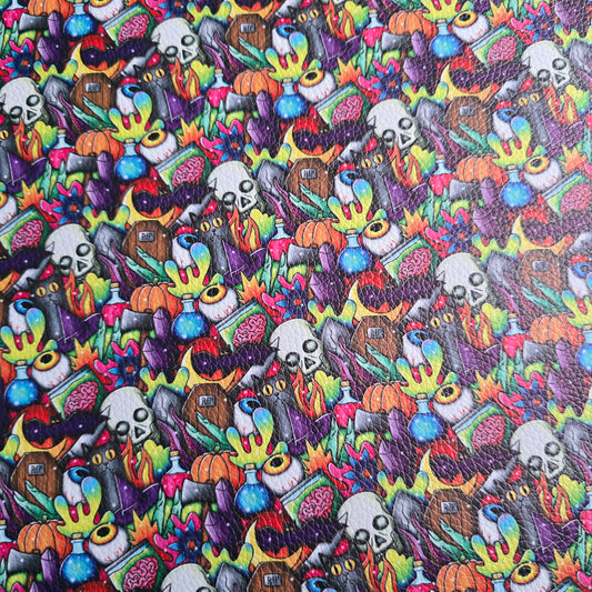 1/2m leatherette Halloween Doodles