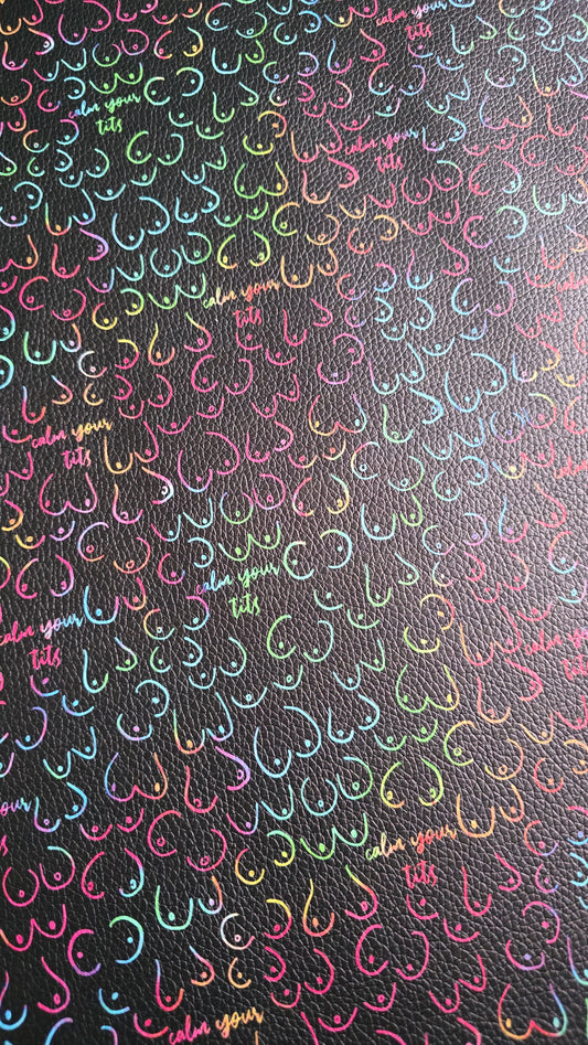 1/2m leatherette Rainbow Calm your Tits