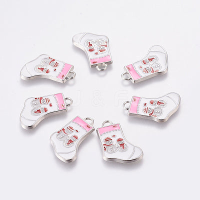 Pink Christmas Stockings Charms Pack of 5