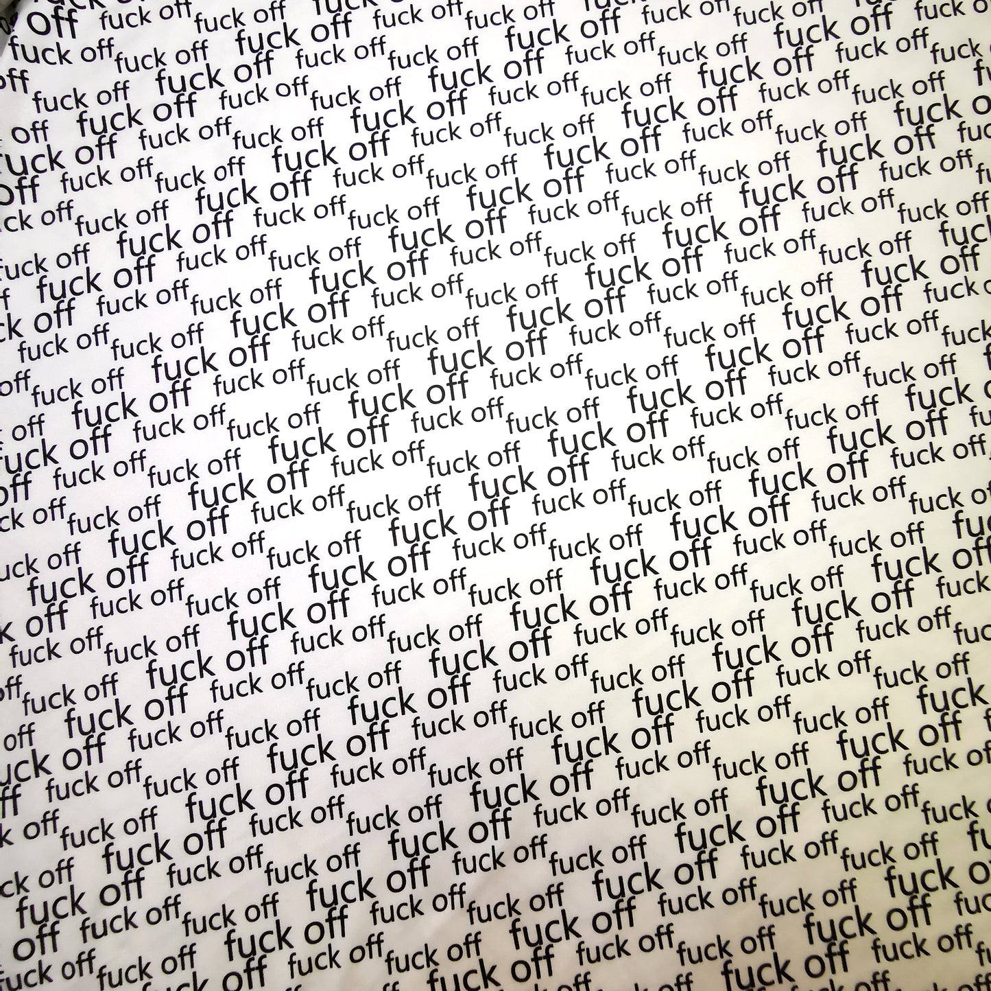 Fuck Off Cotton Lycra, cotton poplin and bullet (£18/15PM)