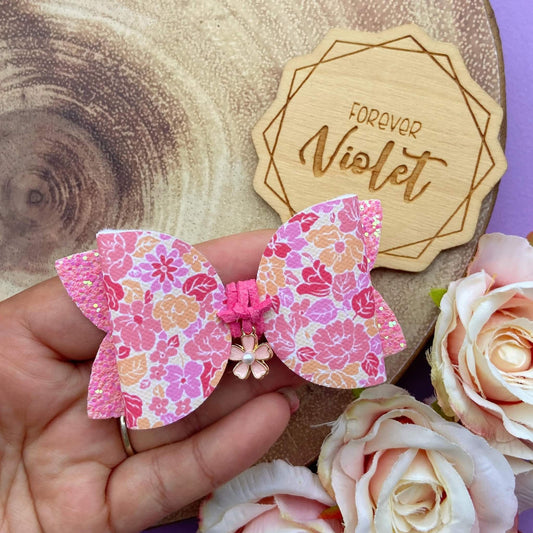 Peach Ditsy Floral Canvas Bow Making Fabric