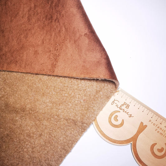 Double Sided Teddy and Faux Suede - Dark Beige