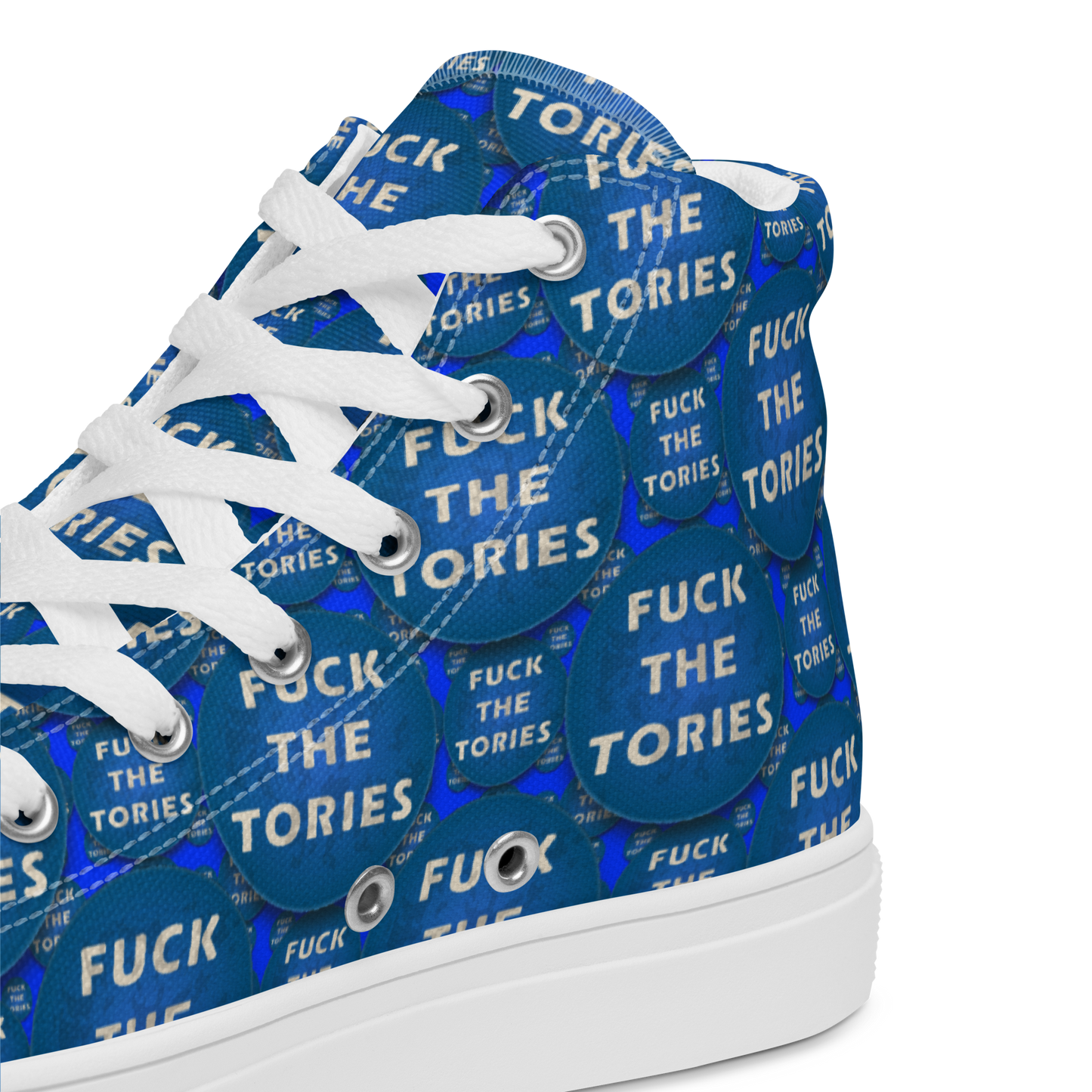 Fuck the Tories high top canvas shoes Mens- use size guide sold in US sizes